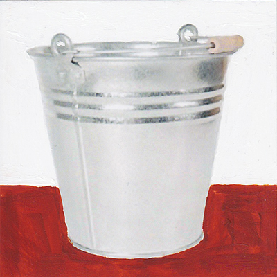 painting of buckets on white and brown background artwork