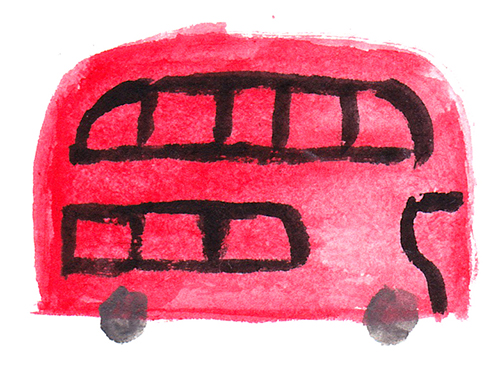 painting of london red bus cute small